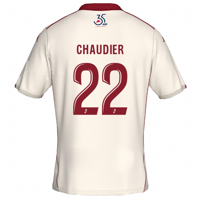 גברים Ophélie Chaudier #22 לבן בורדו הרחק ג'רזי 2025/26 חולצה קצרה