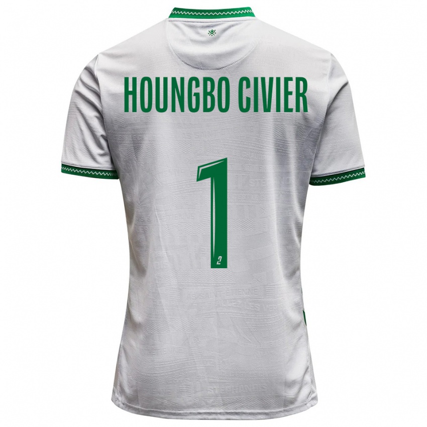 גברים Matéo Houngbo Civier #1 לבן ירוק הרחק ג'רזי 2025/26 חולצה קצרה