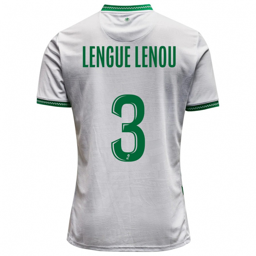 גברים Maxime Lengue Lenou #3 לבן ירוק הרחק ג'רזי 2025/26 חולצה קצרה