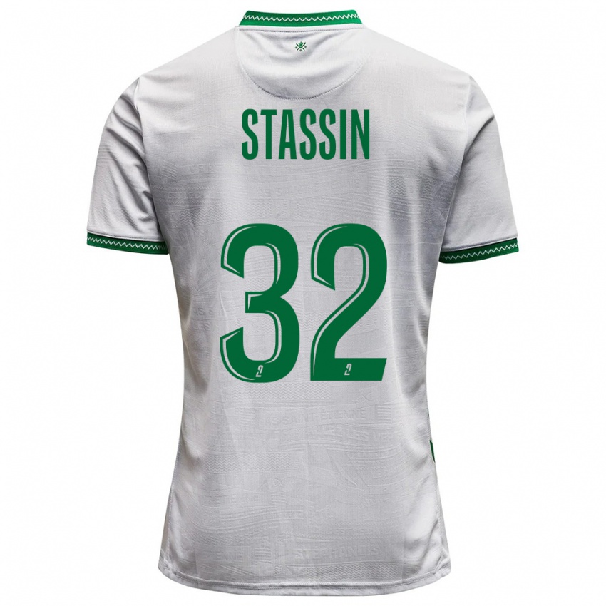 גברים לוקאס סטאסין #32 לבן ירוק הרחק ג'רזי 2025/26 חולצה קצרה