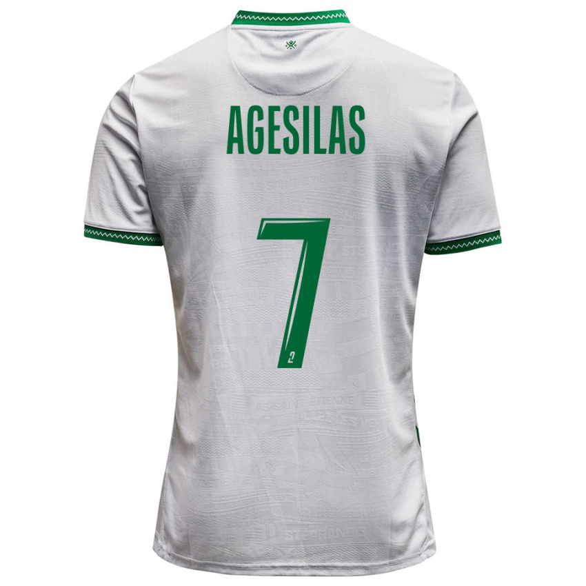 גברים Meïvyn Agesilas #7 לבן ירוק הרחק ג'רזי 2025/26 חולצה קצרה