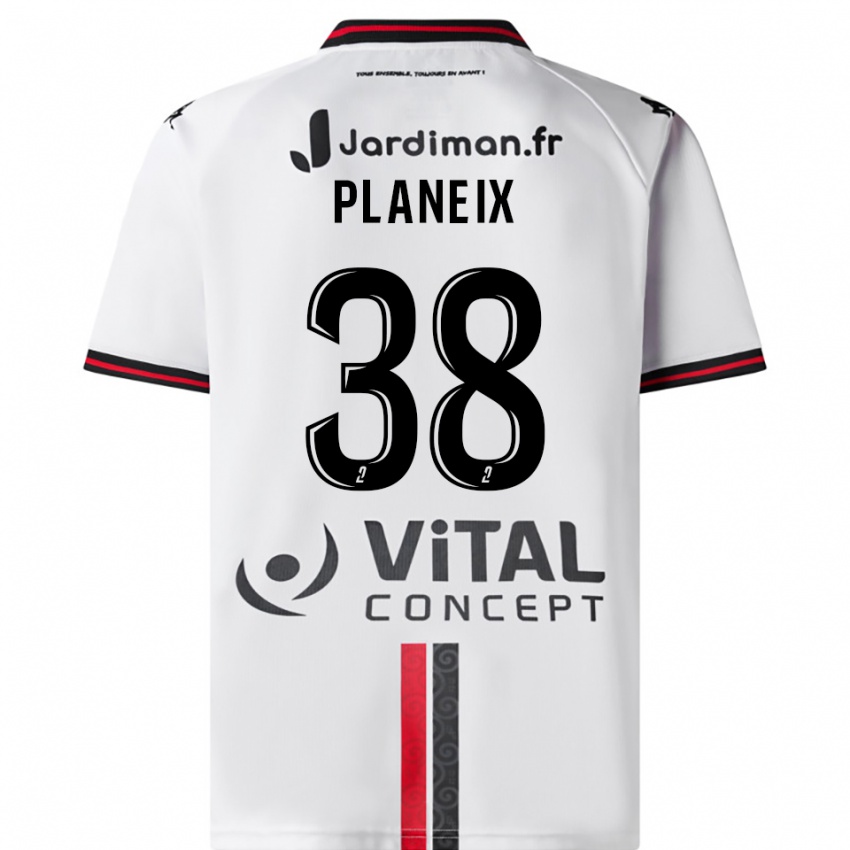 גברים Idriss Planeix #38 לבן אדום הרחק ג'רזי 2025/26 חולצה קצרה
