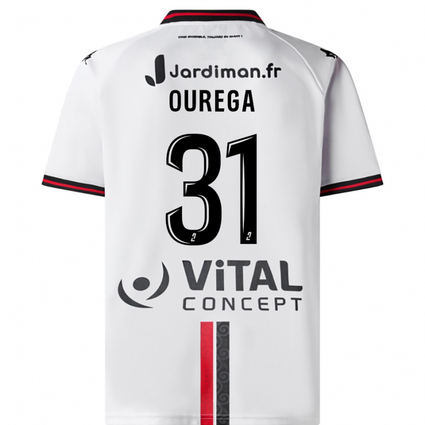 גברים Dylan Ourega #31 לבן אדום הרחק ג'רזי 2025/26 חולצה קצרה