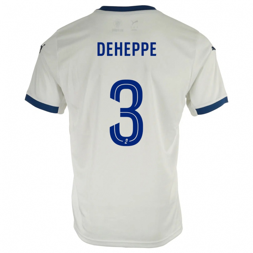 גברים Nathan Deheppe #3 לבן כחול הרחק ג'רזי 2025/26 חולצה קצרה