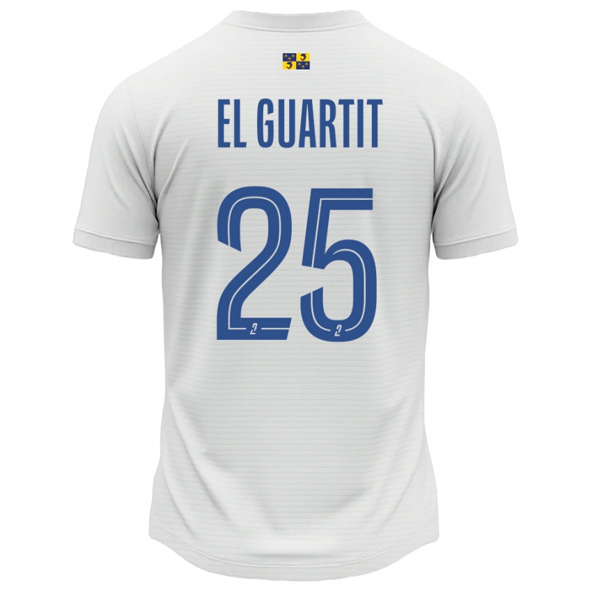 גברים Yassine El Guartit #25 לבן כחול הרחק ג'רזי 2025/26 חולצה קצרה