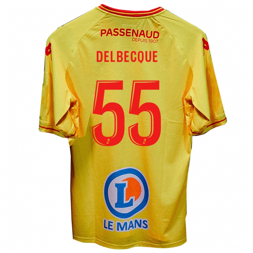 גברים Augustin Delbecque #55 צהוב הרחק ג'רזי 2025/26 חולצה קצרה