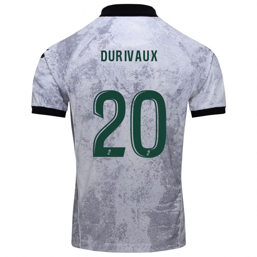 גברים Dylan Durivaux #20 לבן שחור הרחק ג'רזי 2025/26 חולצה קצרה