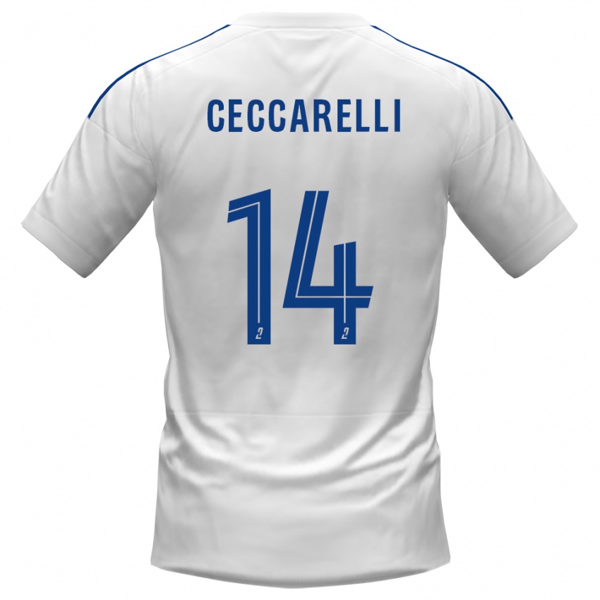 גברים Grégory Ceccarelli #14 לבן כחול הרחק ג'רזי 2025/26 חולצה קצרה