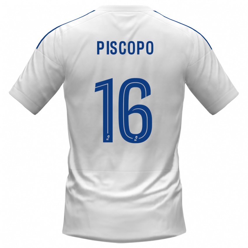 גברים אנז׳ פיסקופו #16 לבן כחול הרחק ג'רזי 2025/26 חולצה קצרה