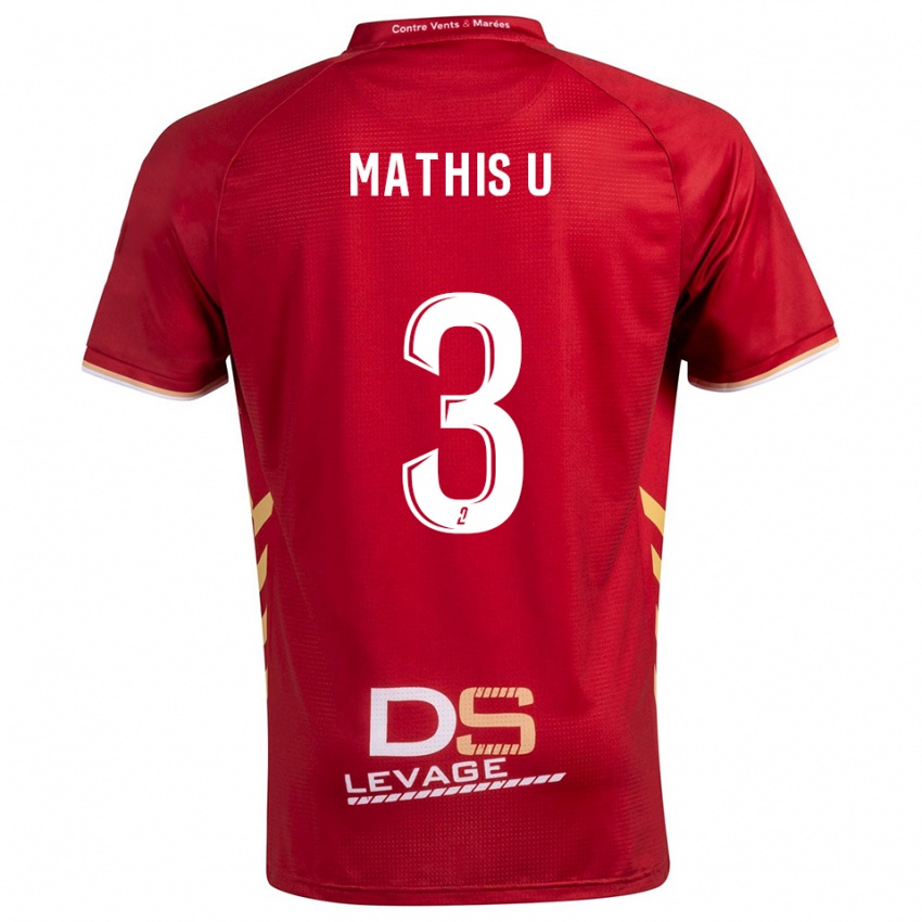 גברים Mathis U #3 בורדו זהב הרחק ג'רזי 2025/26 חולצה קצרה