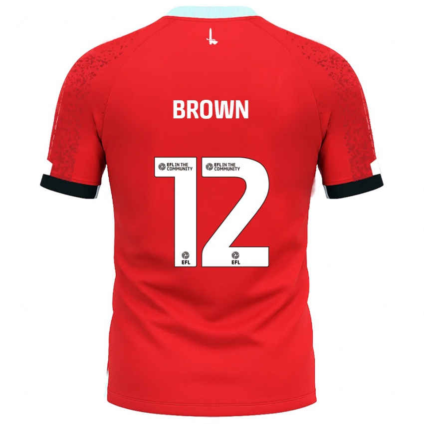 נשים Ethan Brown #12 אדום לבן ג'רזי ביתית 2025/26 חולצה קצרה