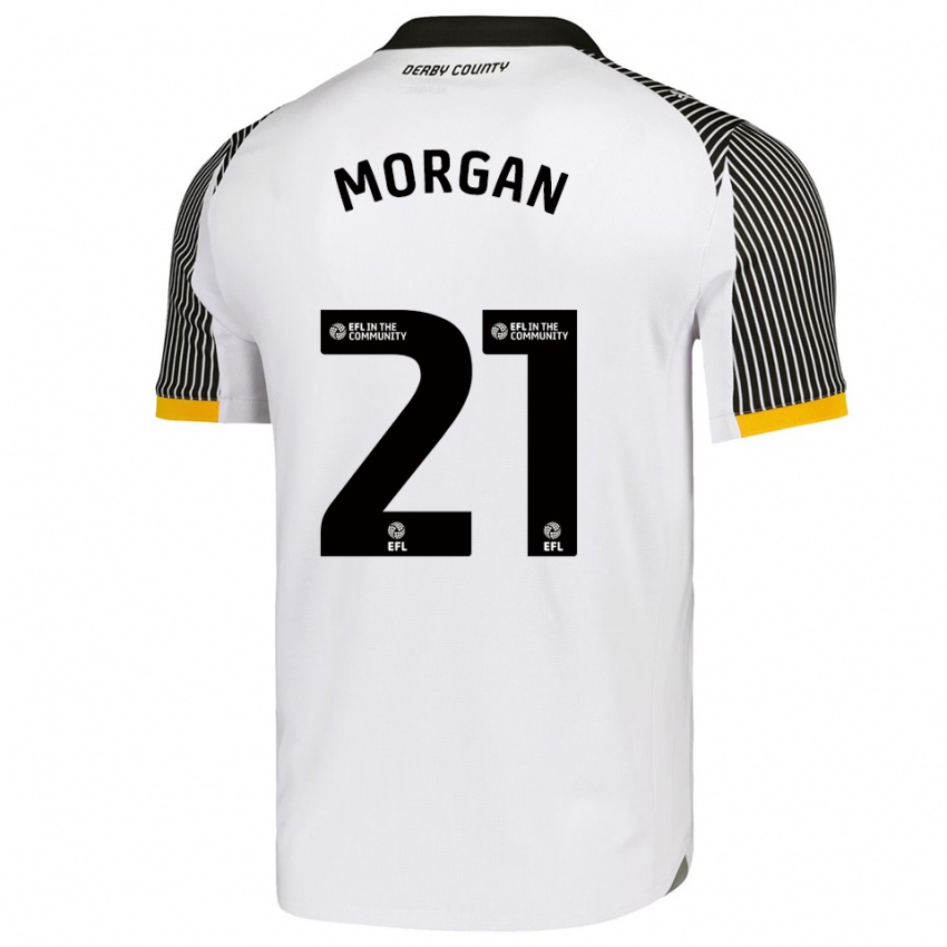 נשים Sarah Morgan #21 לבן שחור ג'רזי ביתית 2025/26 חולצה קצרה