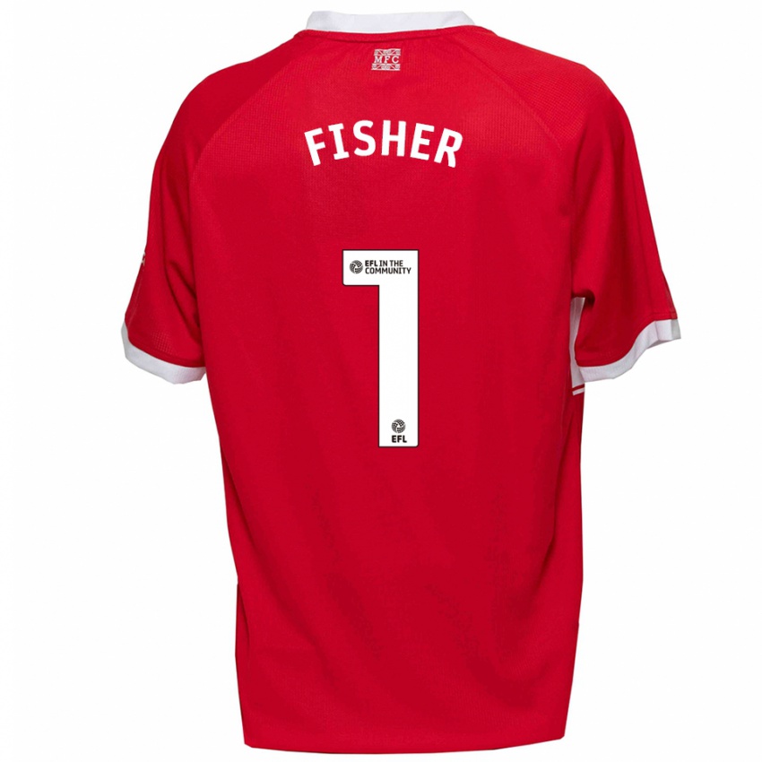 נשים ניית׳ן פישר #1 אדום לבן ג'רזי ביתית 2025/26 חולצה קצרה