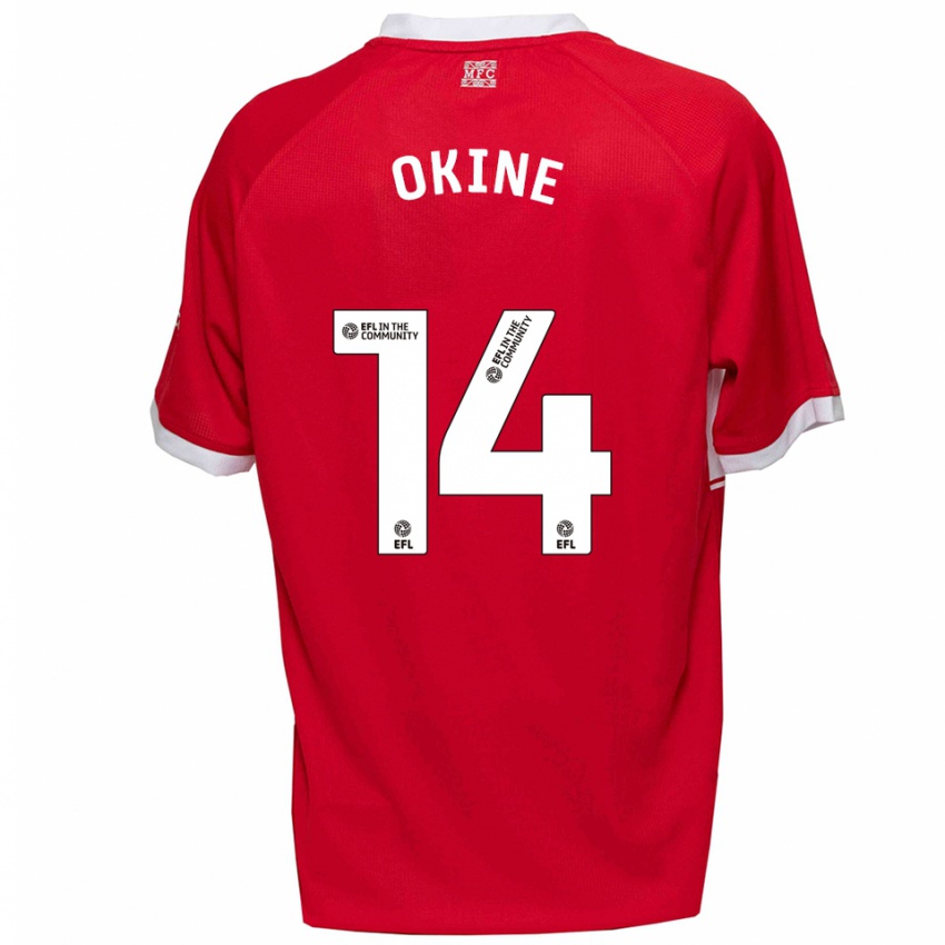 נשים William Okine #14 אדום לבן ג'רזי ביתית 2025/26 חולצה קצרה