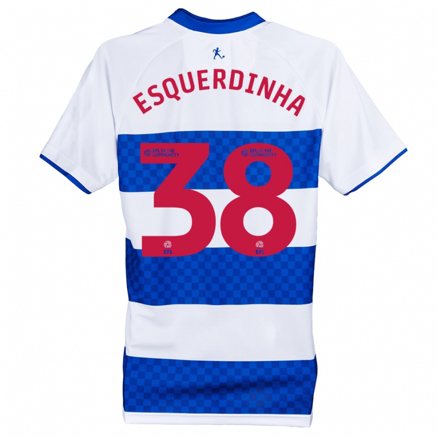 נשים Esquerdinha #38 כחול לבן ג'רזי ביתית 2025/26 חולצה קצרה