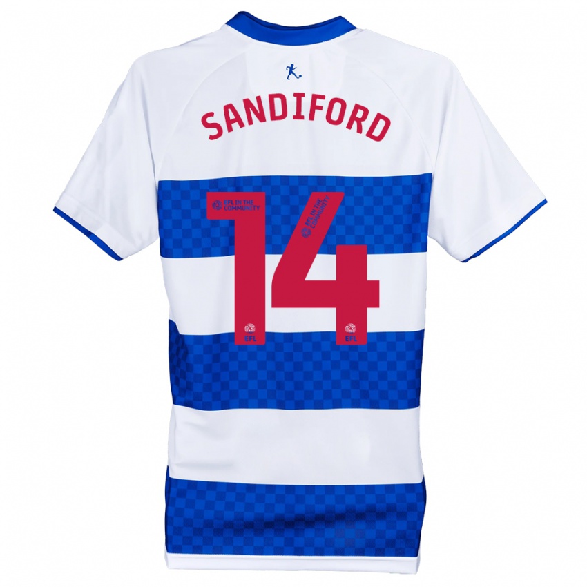 נשים Shaquille Sandiford #14 כחול לבן ג'רזי ביתית 2025/26 חולצה קצרה נשים Shaquille Sandiford #14 כחול לבן ג'רזי ביתית 2025/26 חולצה קצרה