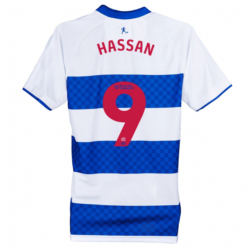 נשים Ridwan Hassan #9 כחול לבן ג'רזי ביתית 2025/26 חולצה קצרה