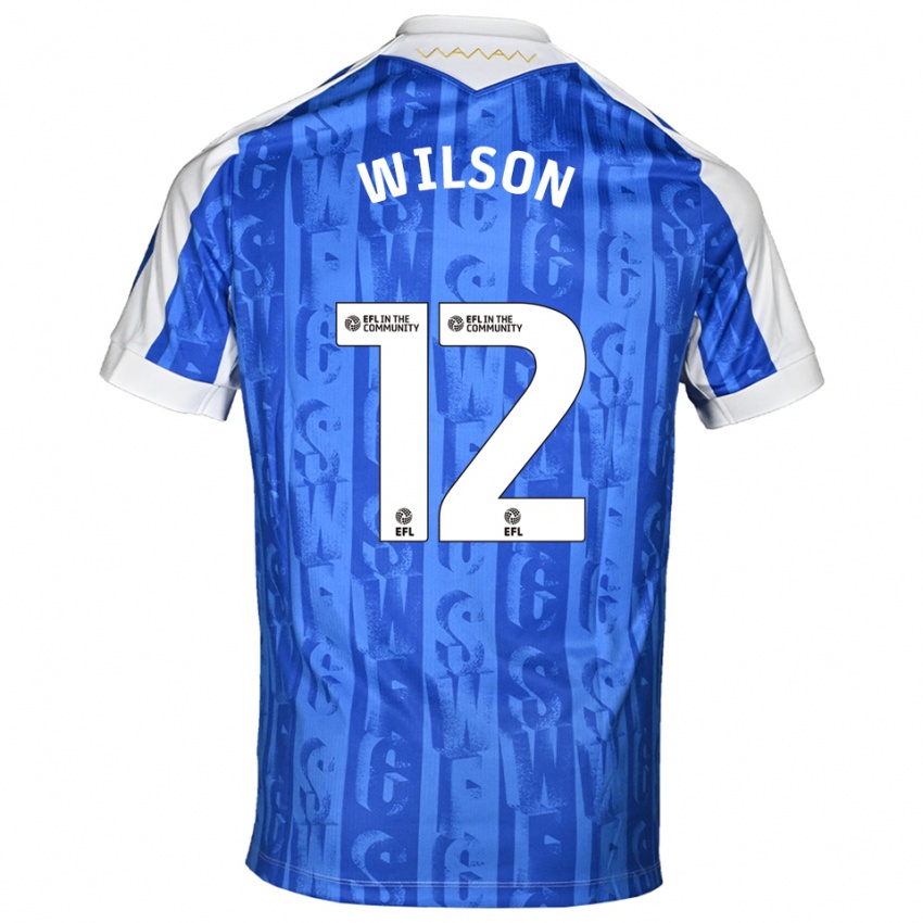 נשים ראיין וילסון #12 כחול לבן ג'רזי ביתית 2025/26 חולצה קצרה