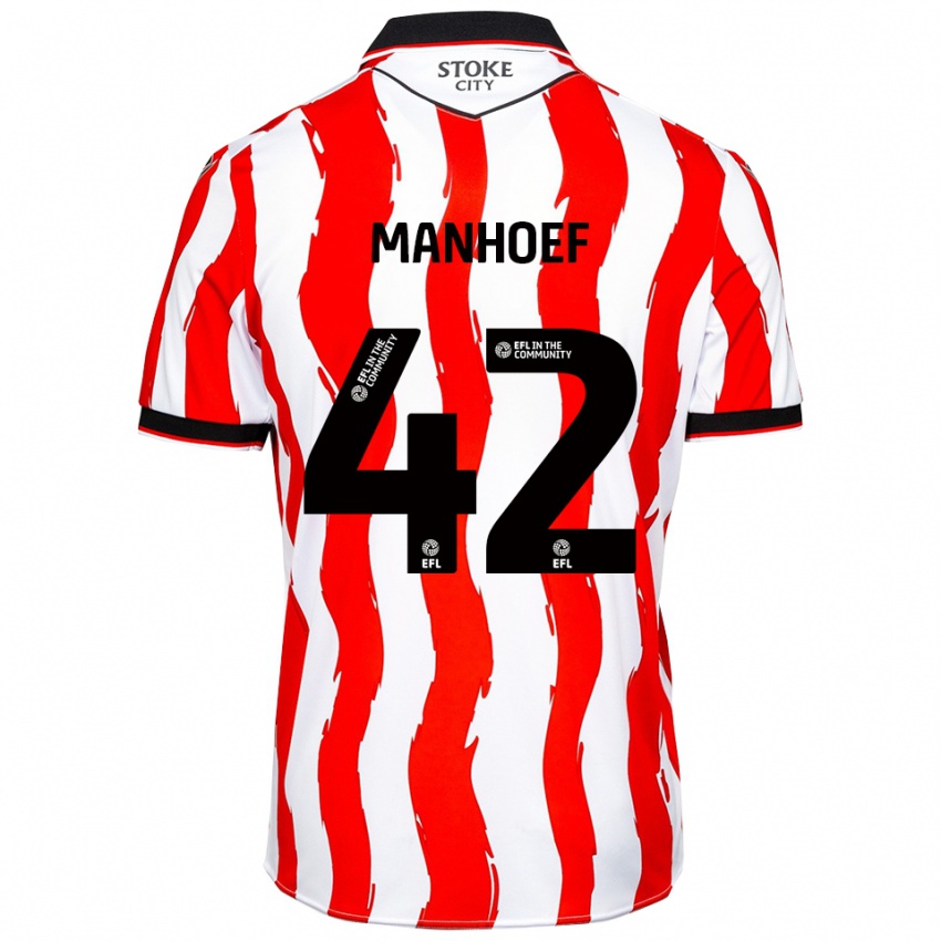 נשים מיליון מנהוף #42 לבן אדום ג'רזי ביתית 2025/26 חולצה קצרה