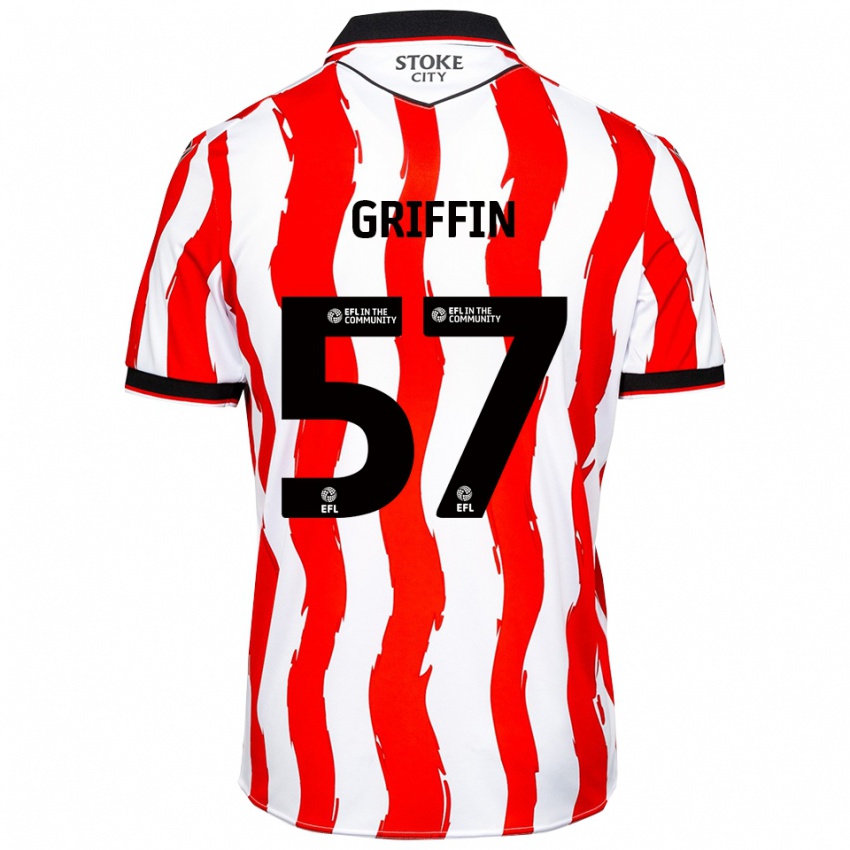 נשים ג'ייק גריפין #57 לבן אדום ג'רזי ביתית 2025/26 חולצה קצרה