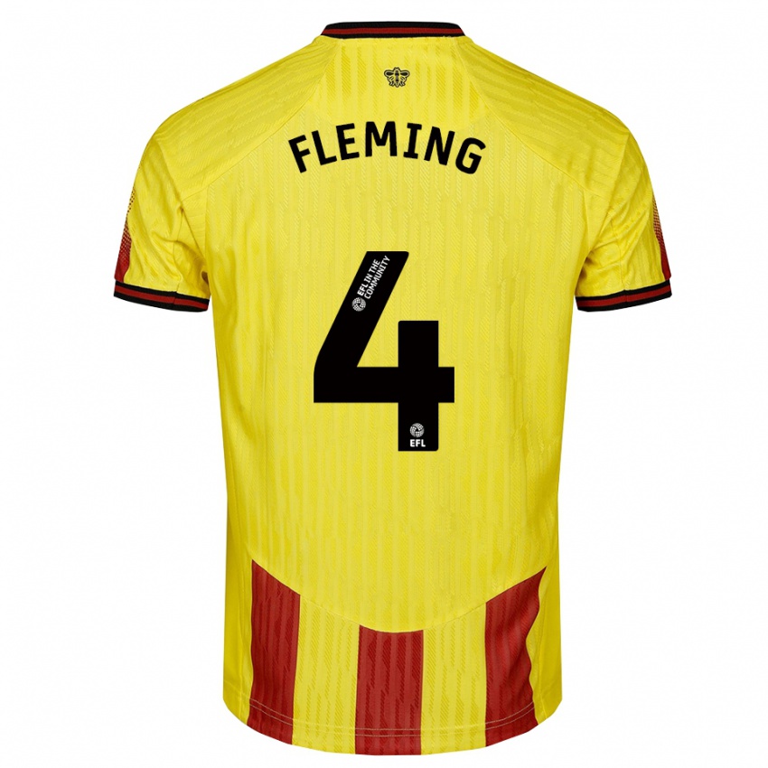 נשים Charlotte Fleming #4 צהוב אדום ג'רזי ביתית 2025/26 חולצה קצרה