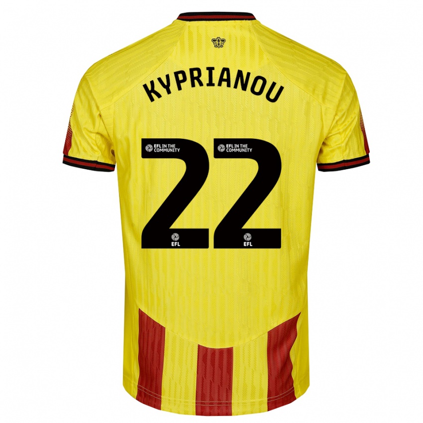 נשים הקטור קיפריאנו #22 צהוב אדום ג'רזי ביתית 2025/26 חולצה קצרה