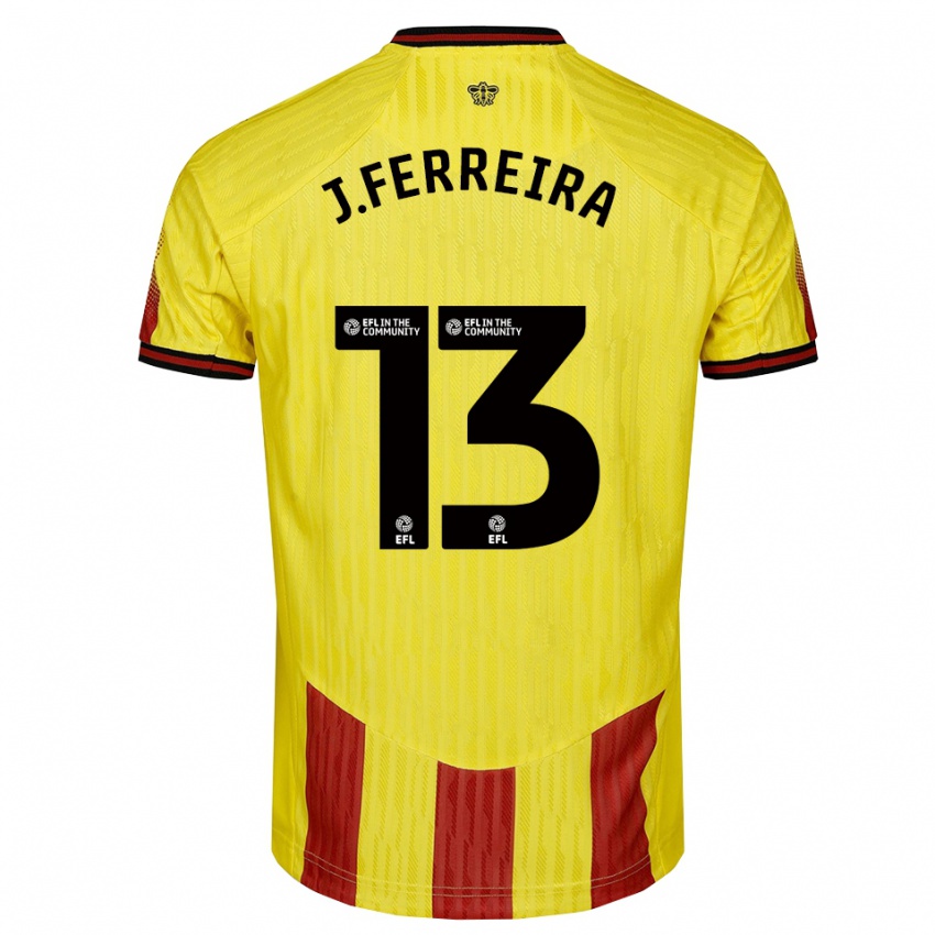 נשים João Ferreira #13 צהוב אדום ג'רזי ביתית 2025/26 חולצה קצרה