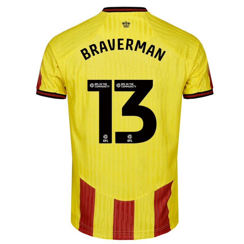 נשים זאק ברוורמן #13 צהוב אדום ג'רזי ביתית 2025/26 חולצה קצרה