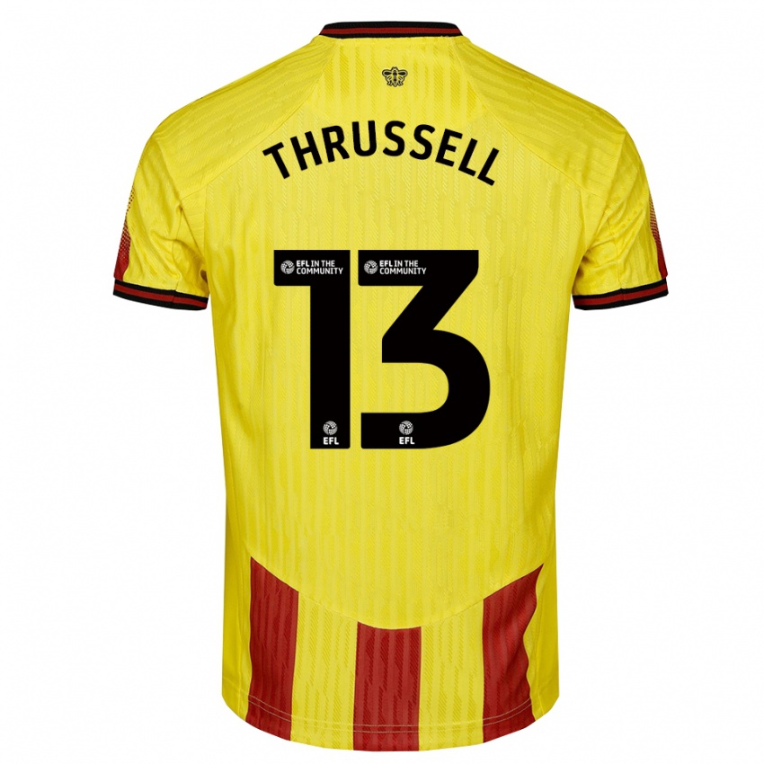 נשים Sebastian Thrussell #13 צהוב אדום ג'רזי ביתית 2025/26 חולצה קצרה