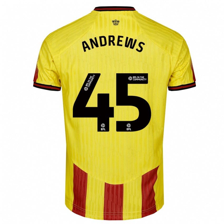 נשים ראיין אנדרוז #45 צהוב אדום ג'רזי ביתית 2025/26 חולצה קצרה