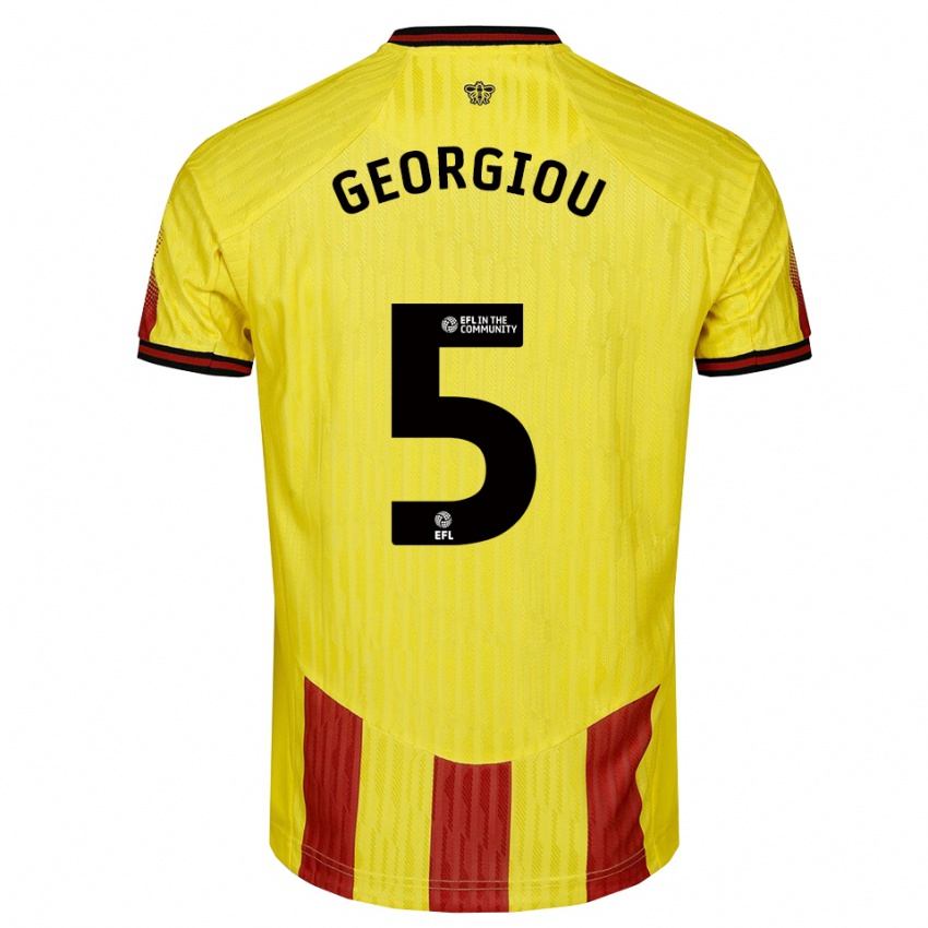 נשים Thomas Georgiou #5 צהוב אדום ג'רזי ביתית 2025/26 חולצה קצרה