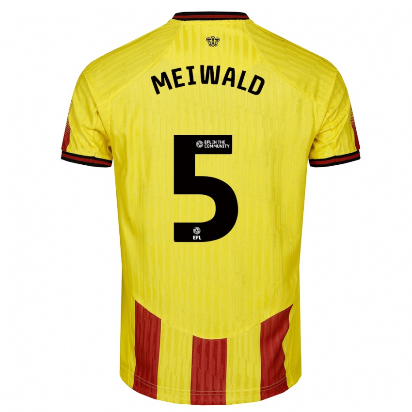 נשים Anne Meiwald #5 צהוב אדום ג'רזי ביתית 2025/26 חולצה קצרה