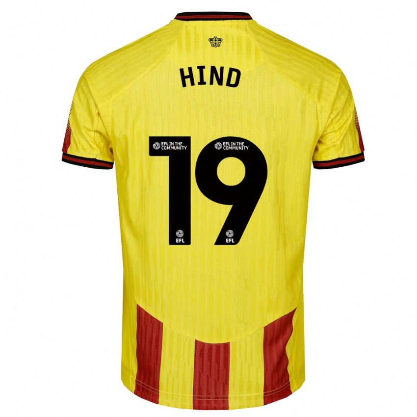 נשים דייזי הינד #19 צהוב אדום ג'רזי ביתית 2025/26 חולצה קצרה