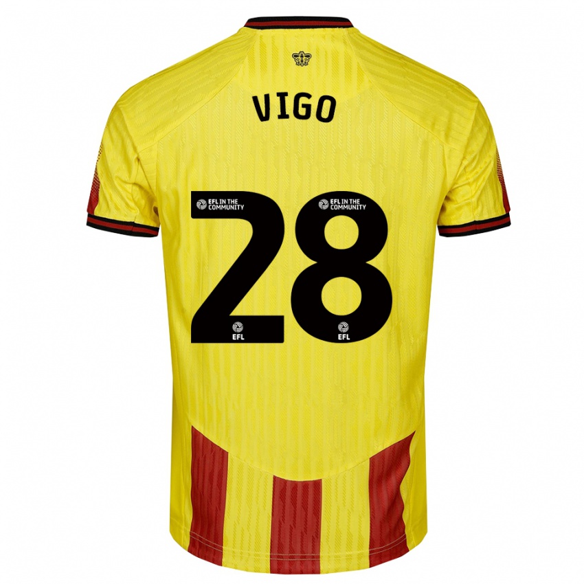 נשים Francesca Vigo #28 צהוב אדום ג'רזי ביתית 2025/26 חולצה קצרה