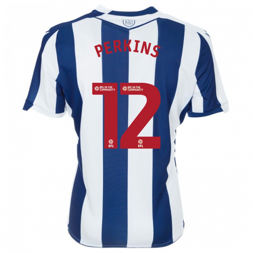 נשים Antonio Perkins #12 כחול נייבי לבן ג'רזי ביתית 2025/26 חולצה קצרה