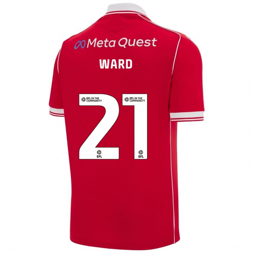 נשים דני וורד #21 אדום לבן ג'רזי ביתית 2025/26 חולצה קצרה