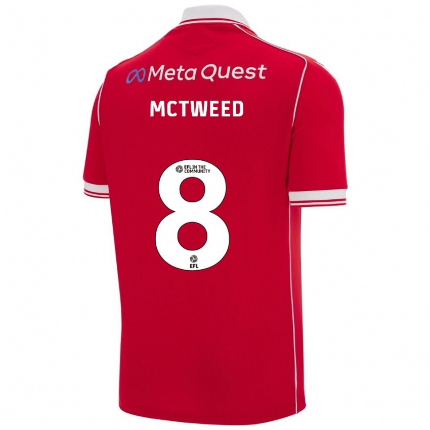 נשים Oliver Mctweed #8 אדום לבן ג'רזי ביתית 2025/26 חולצה קצרה