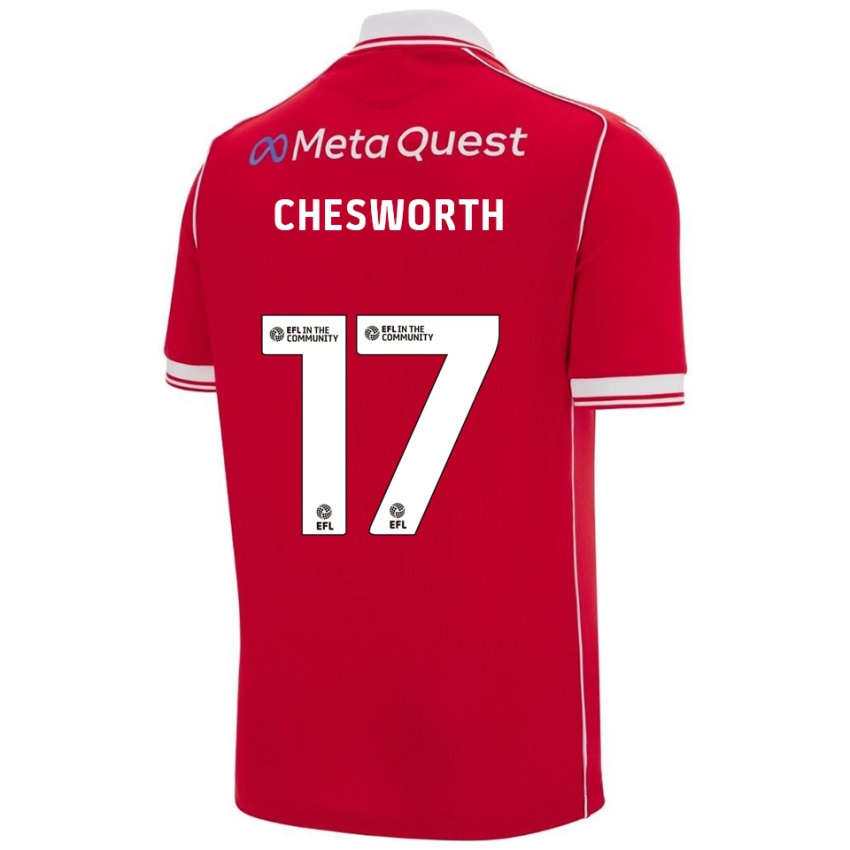 נשים Samuel Chesworth #17 אדום לבן ג'רזי ביתית 2025/26 חולצה קצרה