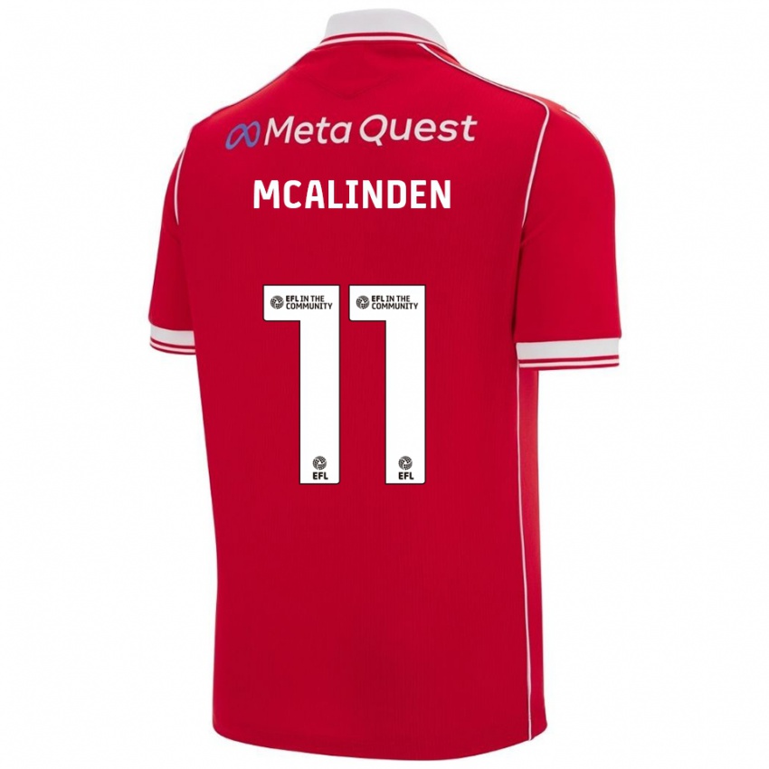 נשים ליאם מקאלינדן #11 אדום לבן ג'רזי ביתית 2025/26 חולצה קצרה