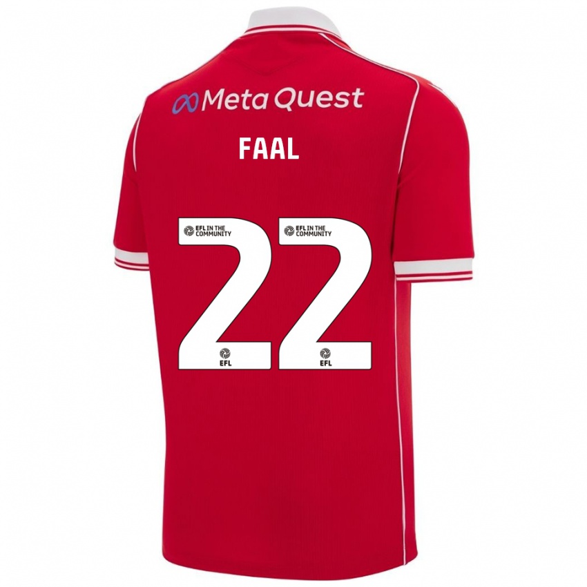 נשים Mo Faal #22 אדום לבן ג'רזי ביתית 2025/26 חולצה קצרה
