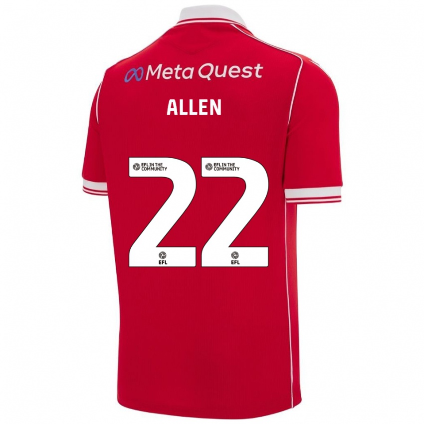 נשים קרן אלן #22 אדום לבן ג'רזי ביתית 2025/26 חולצה קצרה