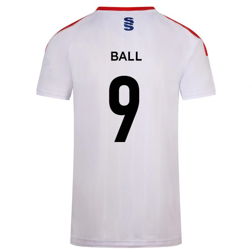 נשים Theo Ball #9 לבן כחול נייבי ג'רזי ביתית 2025/26 חולצה קצרה