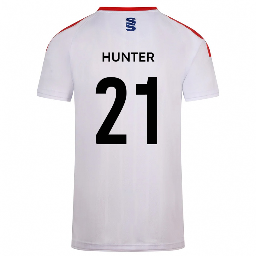 נשים Megan Hunter #21 לבן כחול נייבי ג'רזי ביתית 2025/26 חולצה קצרה