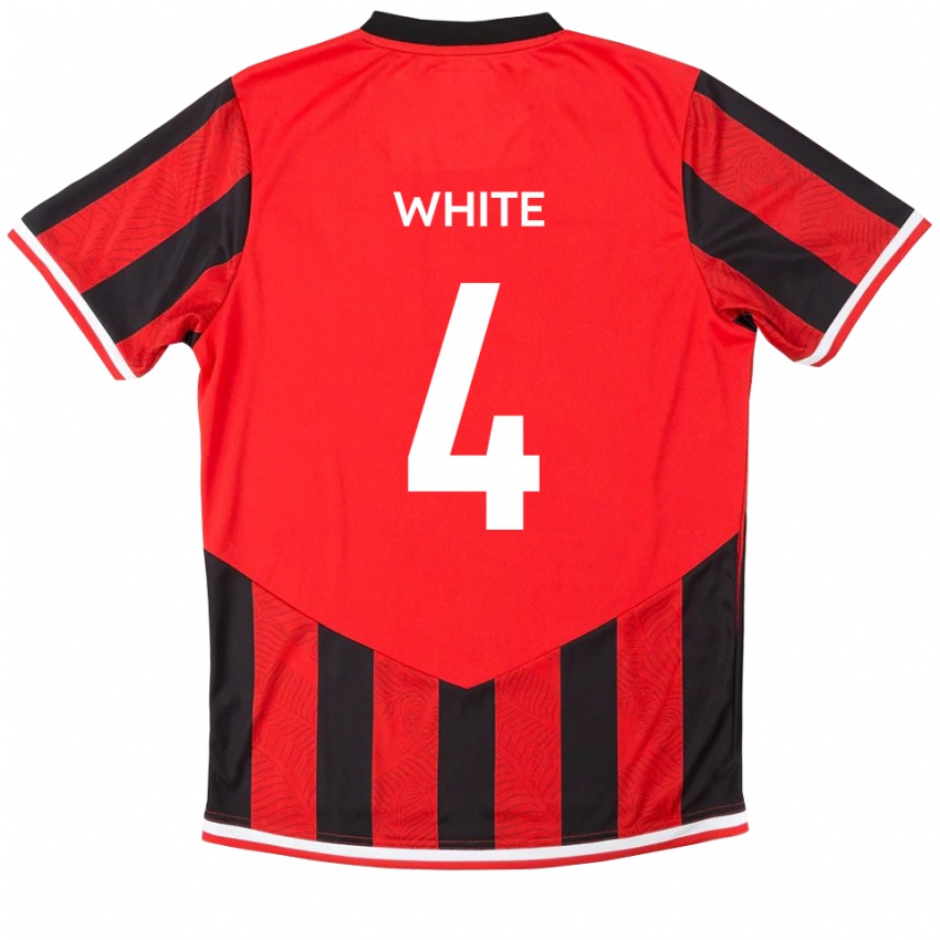 נשים Tom White #4 אדום שחור ג'רזי ביתית 2025/26 חולצה קצרה