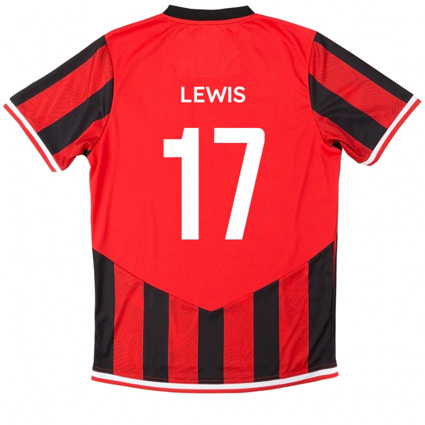 נשים Paul Lewis #17 אדום שחור ג'רזי ביתית 2025/26 חולצה קצרה