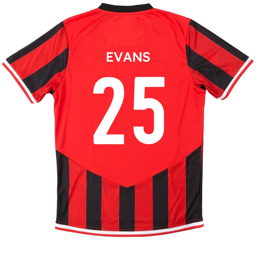 נשים Andy Evans #25 אדום שחור ג'רזי ביתית 2025/26 חולצה קצרה