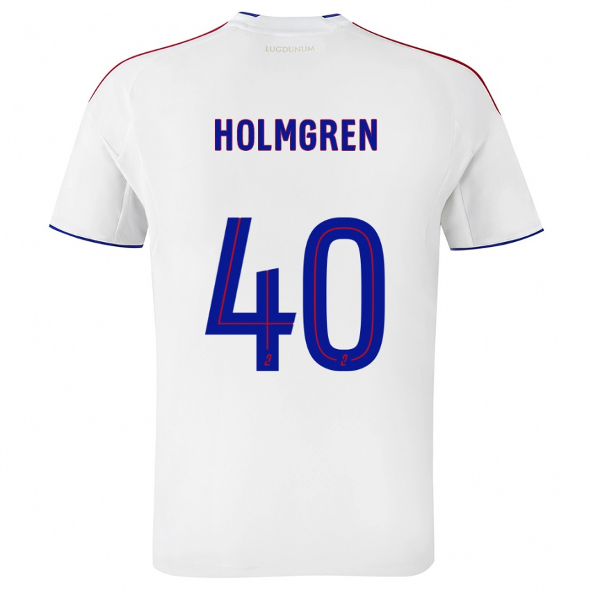 נשים אמה הולמגרן #40 לבן אדום ג'רזי ביתית 2025/26 חולצה קצרה