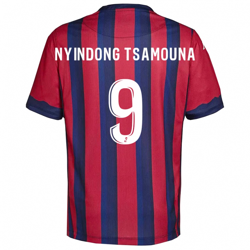 נשים Jean Nyindong Tsamouna #9 בורדו כחול נייבי ג'רזי ביתית 2025/26 חולצה קצרה