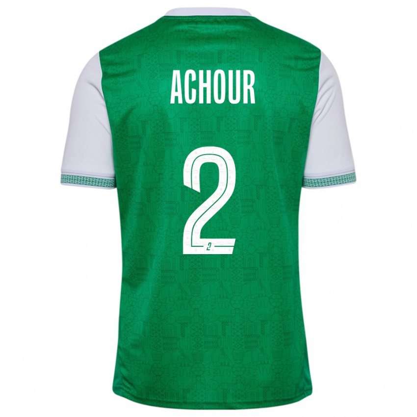 נשים Samy Achour #2 ירוק לבן ג'רזי ביתית 2025/26 חולצה קצרה