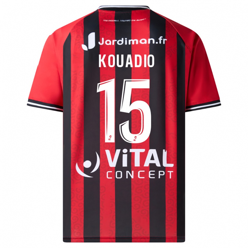 נשים Kyan Kouadio #15 אדום שחור ג'רזי ביתית 2025/26 חולצה קצרה